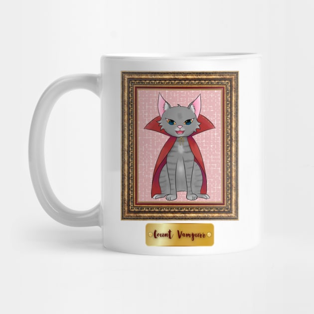 Kawaii Vampire Cat in an Antique Frame by AranisuDrawings